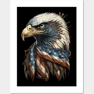 Patriotic Bald Eagle 4Th Of July Men Usa American Flag Posters and Art